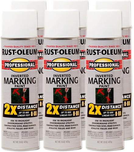 Vista 8 de Rust-Oleum 266575 Pintura en aerosol profesional de distancia 2X y marca invertida, 15 onzas, azul de precaución Utility Marking, Construction
