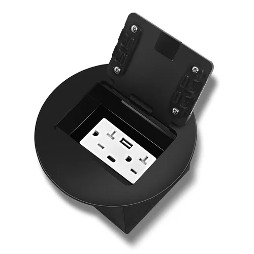 Vista 14 de Kit de Enchufe Circular Empotrado en Piso con 2* 20 Amperios de Acero Inoxidable GFCI, Receptáculo a Prueba de Manipulaciones, Hardware Resistente a