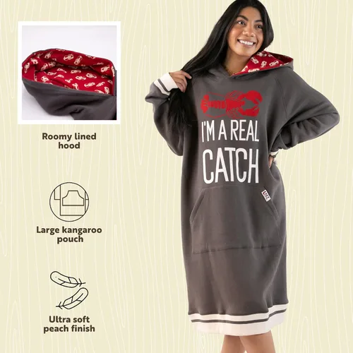 Vista 18 de Lazy One Sudadera con capucha de gran tamaño, ropa de dormir cómoda, vestido de suéter para mujer