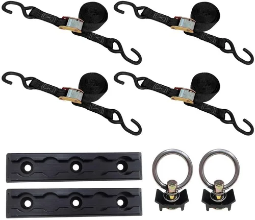 Vista 18 de Mega Cargo Control - Hebilla de leva resistente de 1" x 6' con ganchos S recubiertos de negro - WLL 400 lbs. Paquete de 4
