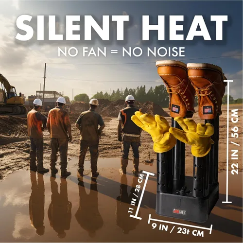Vista 2 de JobSite Secador de botas - Mighty Dry Boot Dryer con ventilador soplador de calor - Secador rápido de guantes y zapatos - Ayuda a reducir el olor
