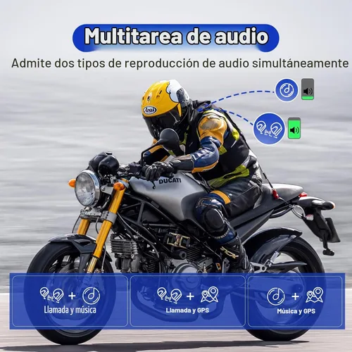 Vista 3 de LEXIN MeshCom - Auriculares Bluetooth para motocicleta, intercomunicador de malla para 24 pasajeros, paquete de 2 Helmet Communication System with