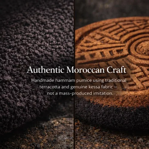 Vista 8 de Piedra pómez para pies – Removedor de callos de terracota marroquí hecho a mano, agarre antideslizante de tela Kessa, exfoliante natural