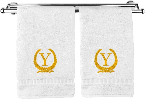 Vista 89 de Toalla de mano con monograma, regalo personalizado, 16 x 30 pulgadas, letra blanca bordada con diseño de corona en toalla negra, extra absorbente