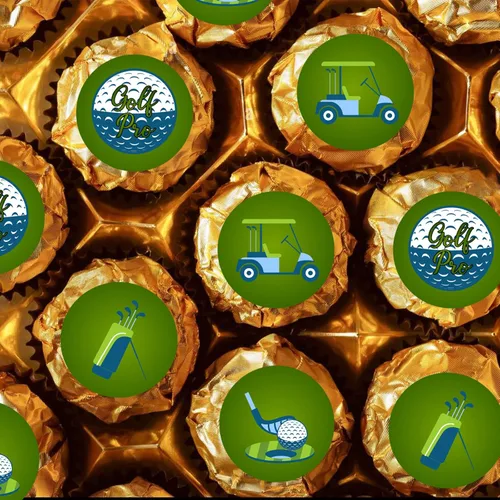 Vista 3 de Pegatina redonda con temática de golf, para cumpleaños o jubilación, para regalos de fiesta de golf, para dulces de chocolate (160 unidades)