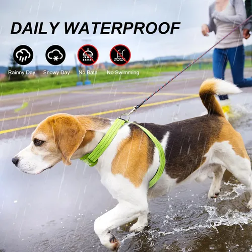 Vista 5 de Arnés de chaleco para perro con luz LED, recargable, ajustable y reflectante, arnés con luz LED brillante y oscura, para caminar de seguridad Verde