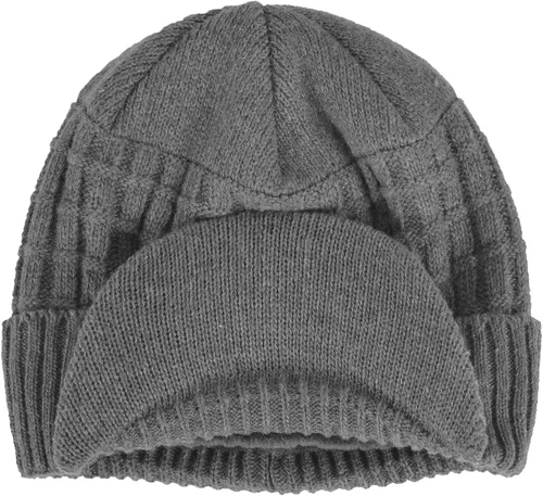Vista 4 de Janey&Rubbins Gorro deportivo de invierno para exteriores con visera de punto con ala y forro polar cálido para hombres y mujeres, talla única