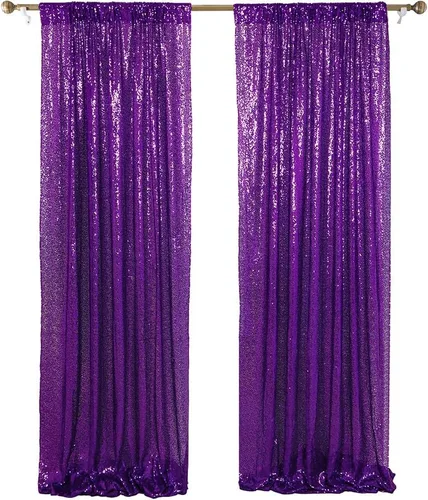 Vista 15 de ShinyBeauty Cortinas de lentejuelas 2 paneles de 2 x 8 pies, cortinas de fondo de fiesta verde azulado con purpurina para bodas, Navidad, Año Nuevo
