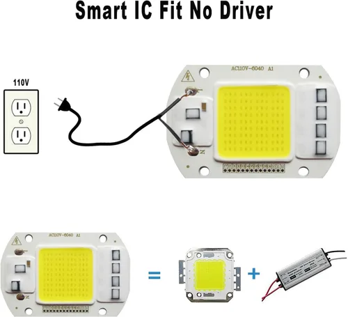 Vista 4 de 2 unids LED COB chip 50 W 110 V luz blanca motor integrado inteligente IC conductor para reflector