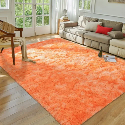 Vista 75 de Softlife Alfombra naranja para dormitorio, alfombra de felpa esponjosa para sala de estar para niñas, alfombra lanuda para niños, alfombra suave