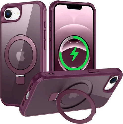Vista 126 de CHAOFEnG Funda magnética compatible con iPhone 11 con soporte, prueba de caídas de grado militar, compatible con imán, anillo translúcido, parte