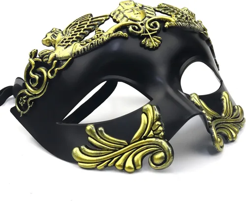 Vista 5 de Máscara de mascarada para hombres, máscara veneciana griega romana, Halloween, cosplay, fiesta, disfraz para hombres, máscara de Mardi Gras