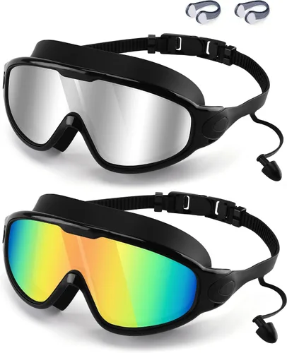 Vista 14 de WIN.MAX Paquete de 2 gafas de natación antiniebla, anti rayos UV, visión transparente para hombres, mujeres, niños y niñas, gafas de natación