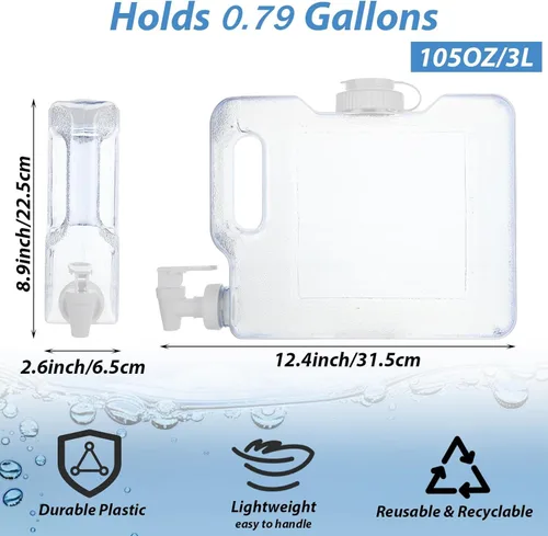 Vista 2 de JMIATRY 2 paquetes de dispensador de agua para refrigerador de 0.79 galones/3 litros dispensador de bebidas de plástico para refrigerador recipiente