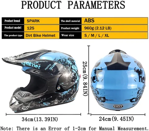 Vista 7 de SPARK - Cascos para bicicleta de montaña para niños, cascos de motocicleta para jóvenes, ATV, motocross, de cara completa, para hombres y mujeres