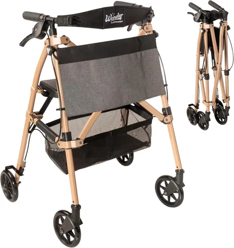 Vista 7 de Stander Wonder Andador Plus, Andador plegable de movilidad rodante ligero, Andador EZ Fold-N-Go para personas mayores y adultos, ruedas de 6