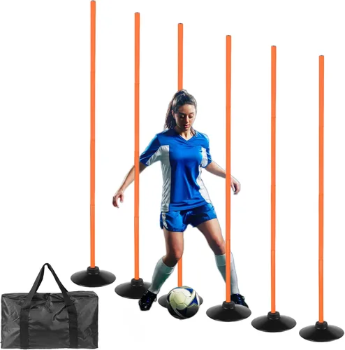 Vista 8 de 6 Pcs 5 FT Adjustable Agility Training Poles for Soccer,Basketball,Football, Horse,Dog-Speed and Agility Training Equipment Sports Training Poles