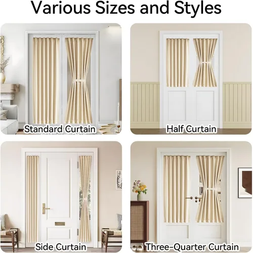 Vista 9 de Vatge Cortinas laterales autoadhesivas para puertas de cristal, sin taladro, extraíble, panel de filtrado de luz, 1 panel, 12 pulgadas de ancho x 60