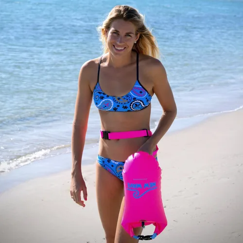 Vista 4 de New Wave Swim Buoy para nadadores de aguas abiertas, triatletas y solo tus compañeros de natación, flotador de remolque para entrenamiento seguro