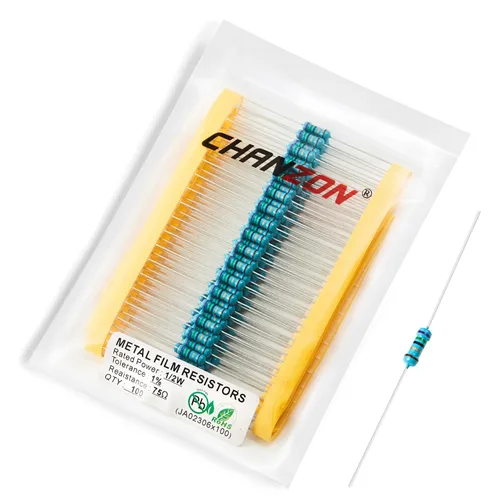 Vista 38 de Chanzon 100pcs 1/2W (0.5W) 1 Ω ohmios Resistencia fija de película metálica 0.01 ±1% Tolerancia 1R MF Orificio pasante Resistencias limitadoras