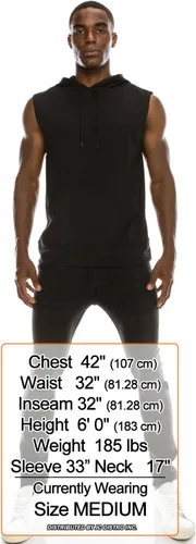 Vista 2 de JC DISTRO Sudadera con capucha hecha en Estados Unidos para hombre, ligera, suave, sin mangas