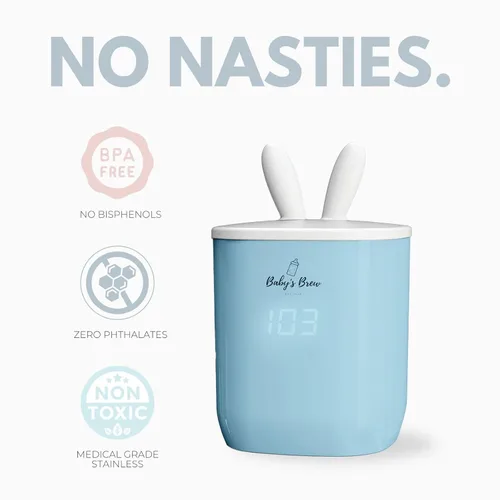 Vista 5 de Baby's Brew Calentador de biberones portátil con juego de adaptador, calentador de biberones inalámbrico para leche materna y fórmula, recargable, a