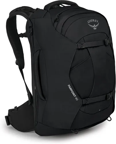 Vista 10 de Mochila de viaje Osprey Farpoint 80L para hombre, negra Negro