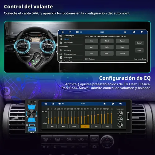 Vista 5 de Radio inalámbrica Apple CarPlay, estéreo de coche BT 5.2 de 6.5 pulgadas