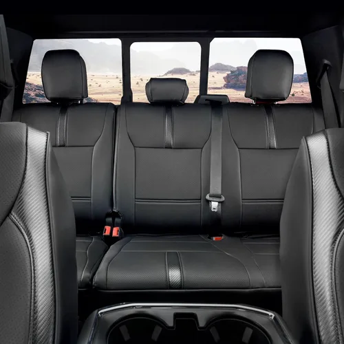 Vista 8 de CoverCenter® Fundas de asiento para Ford F150 2025 2024 2023 2022 2021 2020 2019 2018-2015, Juego completo de fundas de asiento de fibra de carbono