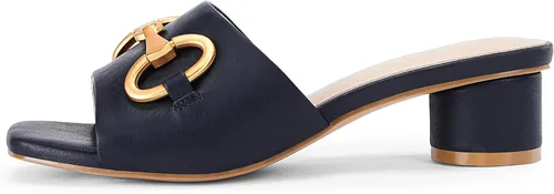 Vista 3 de Sandalias de tacón redondo grueso para mujer, con puntera abierta, cómodas, con cadena de metal