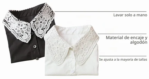 Vista 4 de YEKEYI 2 piezas de camisa de mujer con cuello falso de encaje, camisa media con cuello falso desmontable, puño de algodón, color blanco Collar2pcs-04