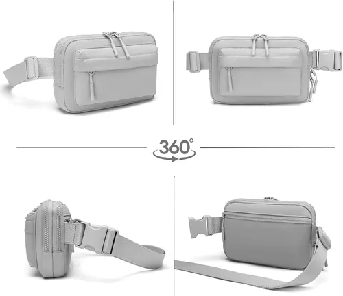 Vista 5 de Talla grande - Mini bolso para cinturón - Correa extra larga de 70 pulgadas - Doble compartimento - Correa extendida - Riñonera para mujer