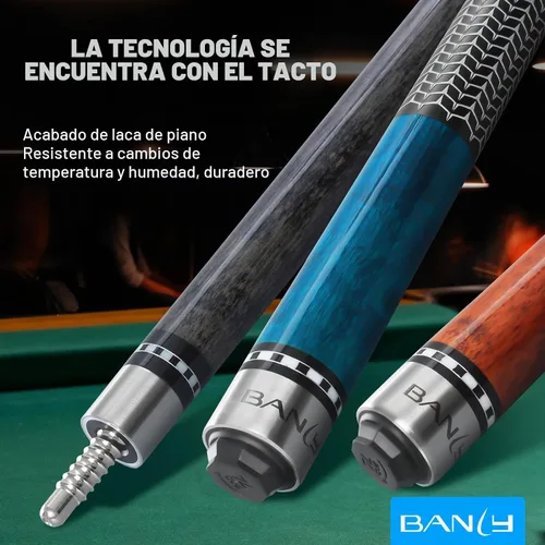 Vista 2 de Banly Tacos de Billar - Tacos de 58" de madera de arce canadiense con punta de 12.5mm de baja deflexión, palo de billar para control de precisión