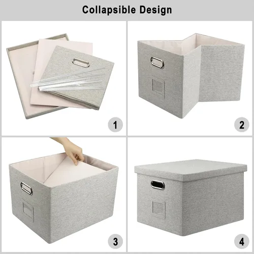 Vista 5 de Graciadeco Caja organizadora de archivos, coleccionista de almacenamiento plegable con tapa para cartas tamaño legal, carpetas colgantes decorativas