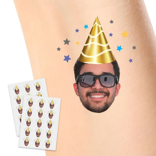Vista 8 de YESCUSTOM Tatuajes temporales personalizados con foto, tatuaje facial personalizado con logotipo para adultos, parejas, mujeres, hombres, tatuajes