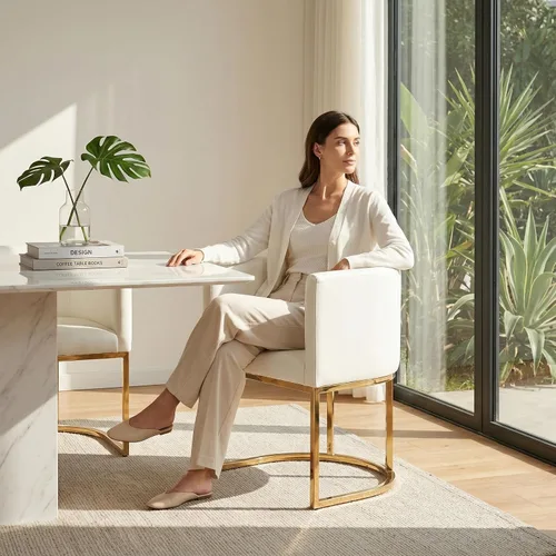 Vista 31 de HNY Silla de comedor moderna de mediados de siglo tapizada en forma de barril, negra, con brazos, silla de cocina y comedor de cuero, silla auxiliar