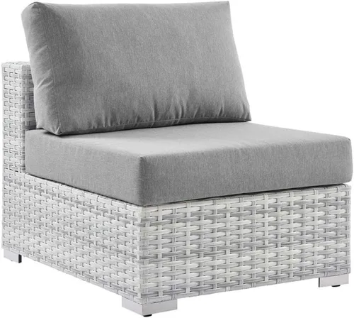 Vista 20 de Modway Convene - Otomana rectangular de mimbre para patio al aire libre, color gris claro