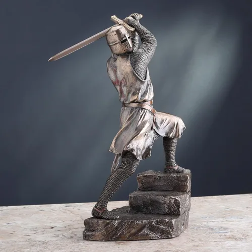 Vista 5 de Veronese Design Figura de guerrero de 12 pulgadas con acabado de bronce de resina fundida en frío