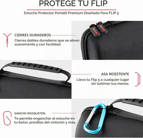 Vista 5 de HomEquip Funda rígida para altavoz portátil inalámbrico JBL Flip 6 impermeable (solo la funda)