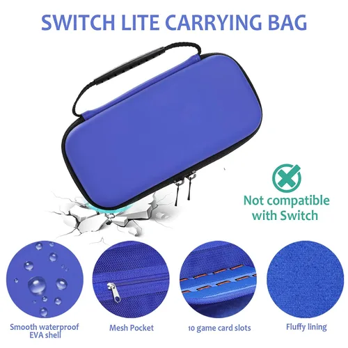 Vista 2 de 8 fundas compatibles con Switch Lite 2021, kit de accesorios, 1 funda de silicona suave + 2 protectores de pantalla, 4 tapas para el pulgar + 1
