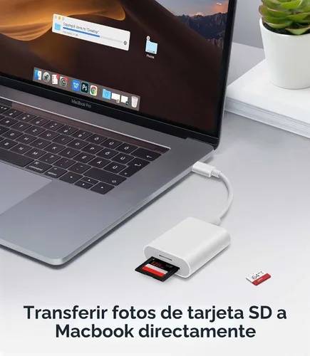Vista 4 de Lector de Tarjetas SD USB C, WNXSLOAD Adaptador de Tarjetas SD con Ranuras Duales SD MicroSD para iPhone 15 16 iPad Mac MacBook Laptop, Lector