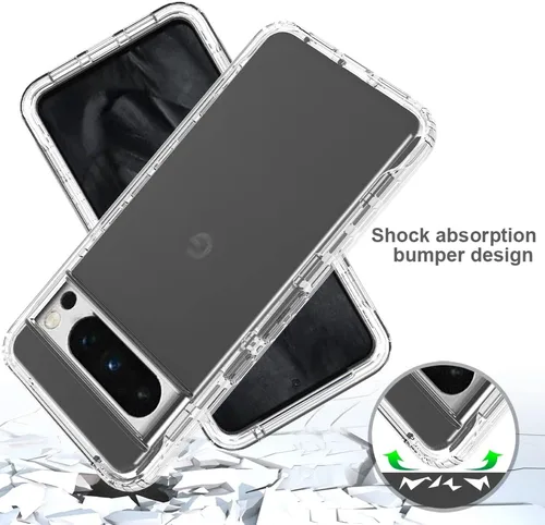 Vista 2 de Funda para Google Pixel 8 Pro 5G, funda para teléfono Google Pixel 8 Pro con protector de pantalla integrado, cubierta trasera delgada transparente
