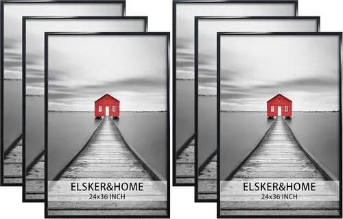 Vista 13 de ELSKER&HOME Marco de póster de 8 x 24 pulgadas, paquete de 3 portarretratos Negro
