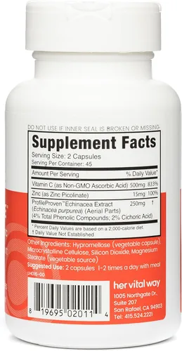 Vista 2 de Nuestro suplemento de apoyo inmunológico de Defensa, suplemento de equinácea, vitamina C y zinc, refuerzo inmunológico prémium para adultos