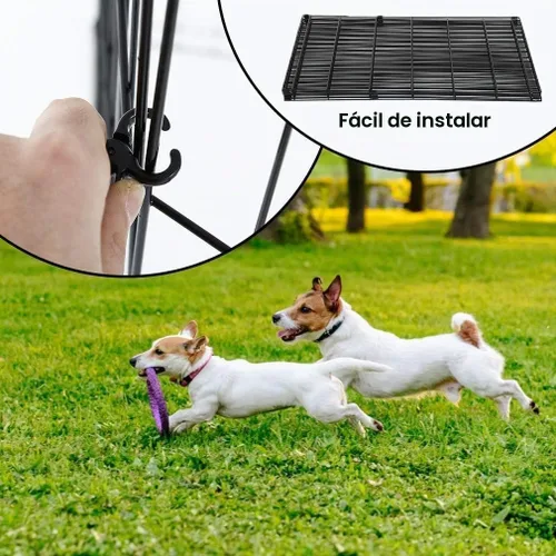 Vista 2 de BestPet - Corralito plegable de metal para perros, para interiores y exteriores, 8 paneles de 24 pulgadas Indoor Outdoor Portable Dog Fence with