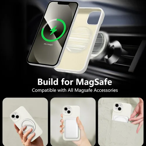 Vista 364 de Funda magnética de silicona para iPhone 13 Pro, color blanco antiguo [Compatible con Magsafe] [Forro de microfibra suave antiarañazos], funda