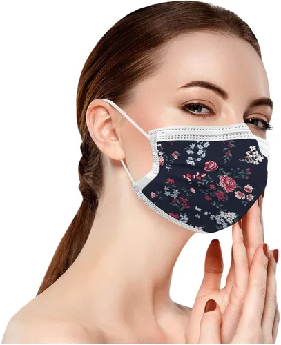 Vista 5 de 50 cubrebocas para mujer, diseño floral, desechables, transpirables, con filtro de 3 capas, antipolvo