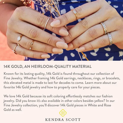 Vista 5 de Kendra Scott Aretes Marisa con diamantes blancos en oro de 14 k, joyería fina para mujer