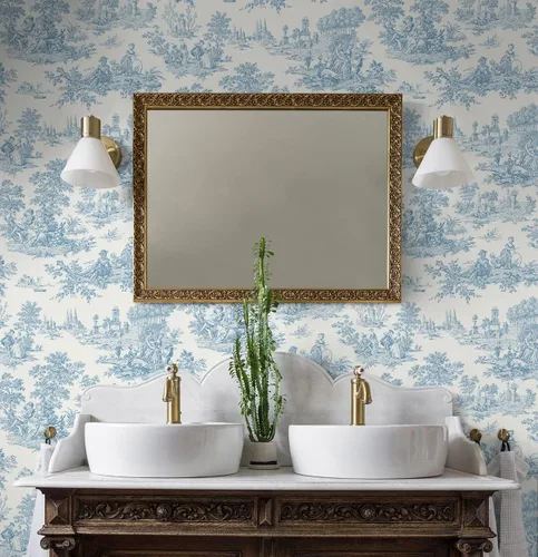 Vista 5 de NextWall Chateau Toile Papel Tapiz Despegar y Pegar (Blue Bell)