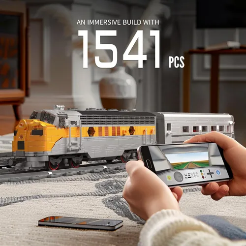Vista 11 de Mould King 12018 Juego de Bloques de Construcción de Tren, Kits de Locomotora de Combustión Interna EMD F7 con Control Remoto/App, Modelo a Escala